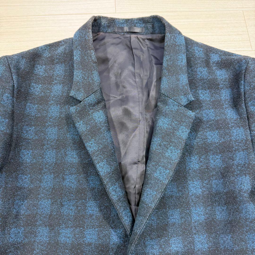 極美品 PS Paul Smith 裏地アート柄 チェック 比翼 ジャケット M