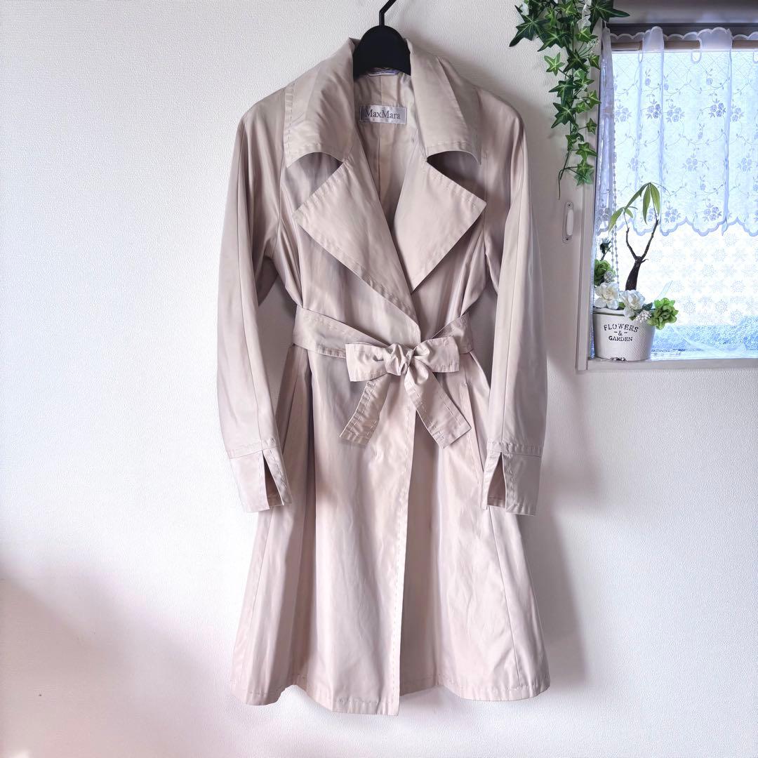美品 MaxMara 白タグ　スプリングコート　ベージュ トレンチコート