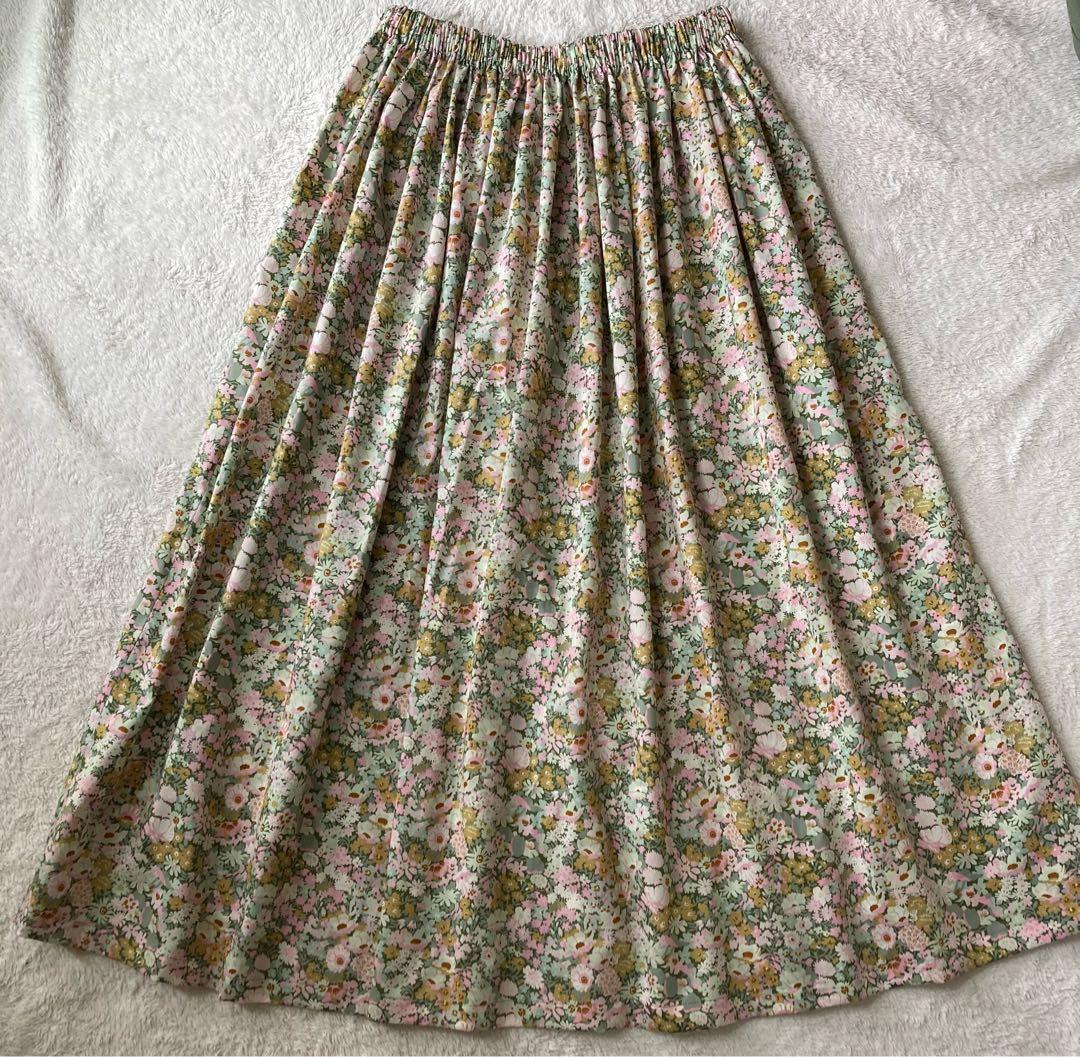 リバティ　ソープ　ロングスカート　ローラアシュレイ　check&stripe好き