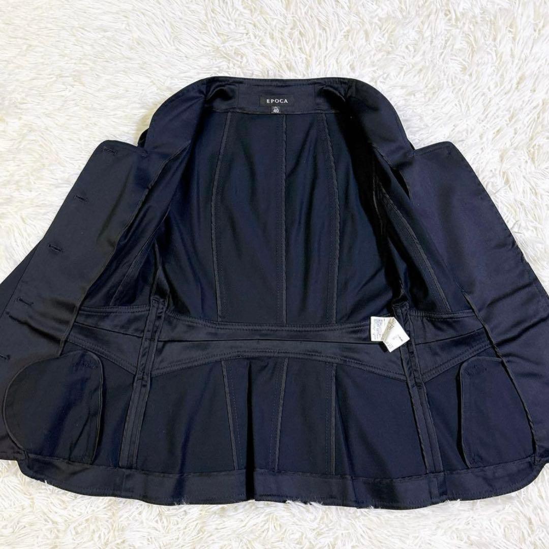 【美品✨】　エポカ シルク混 エレガントジャケット 黒 40 Ｌ　ブラック