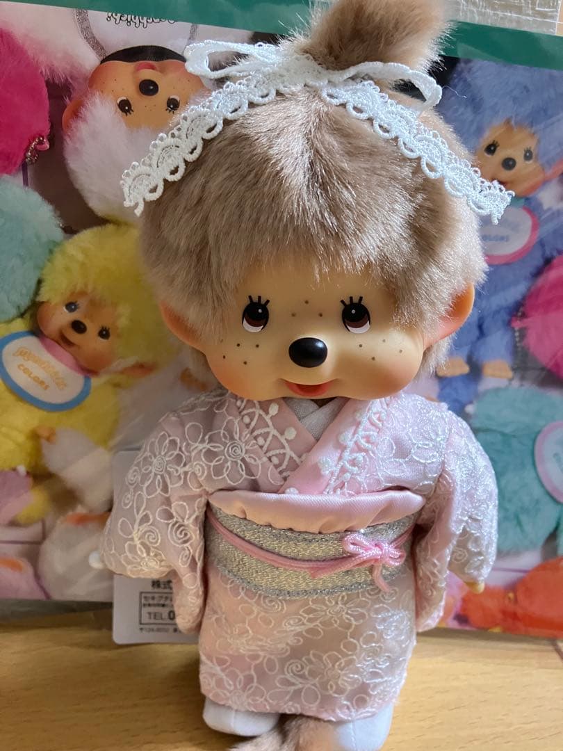 新品タグ付き☆ 未使用 久月オリジナル お着物モンチッチ　ミルクティブラウン