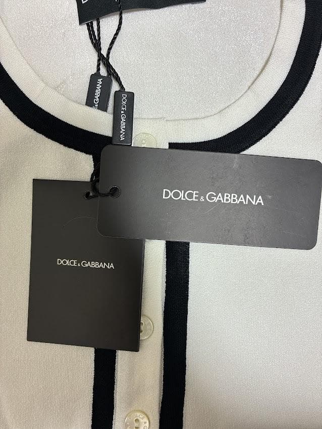 新品タグ付き DOLCE&GABBANA カーディガン ホワイト ブラック 38