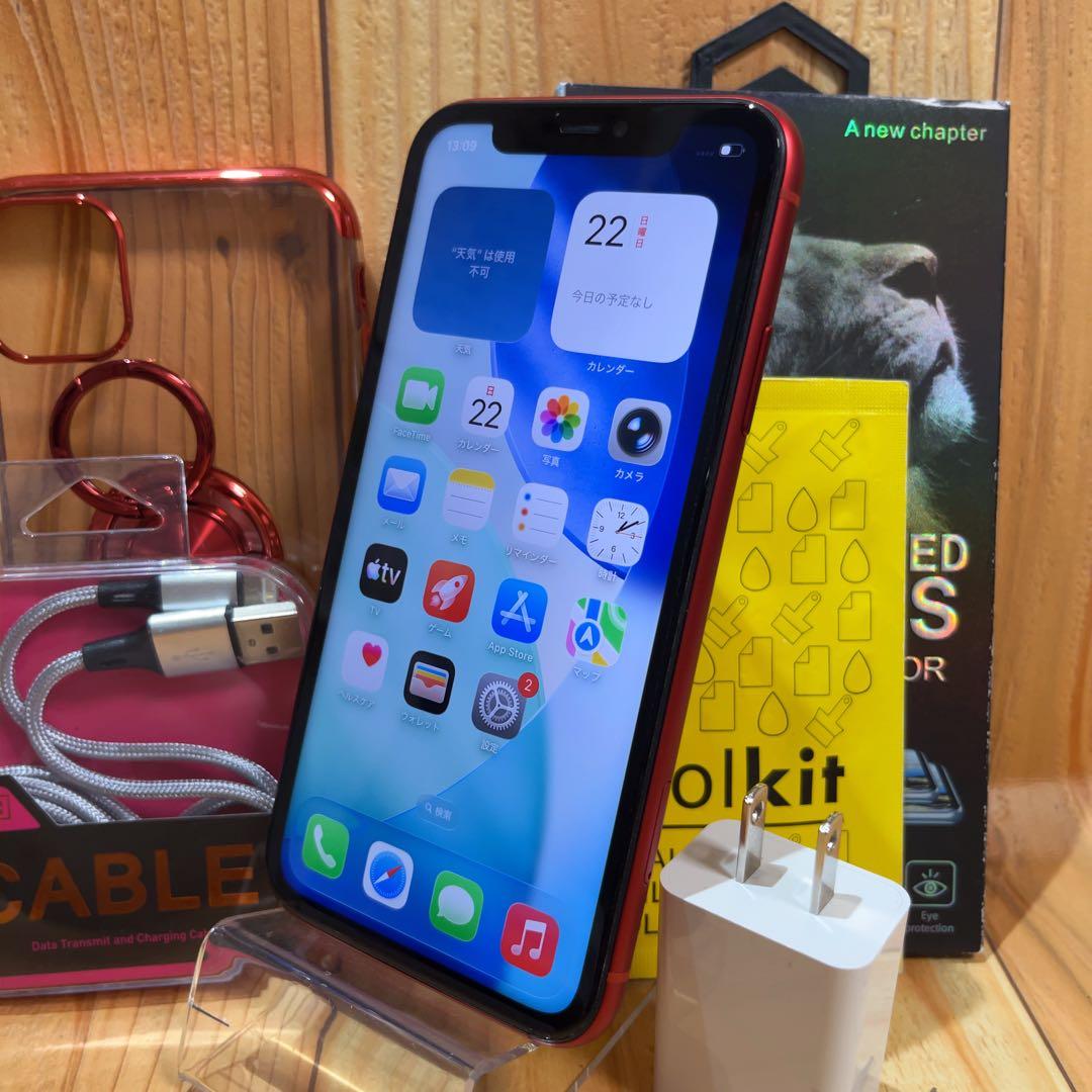 SIMフリー 本体 iPhone 11 128 GB 622 レッド 電池交換済