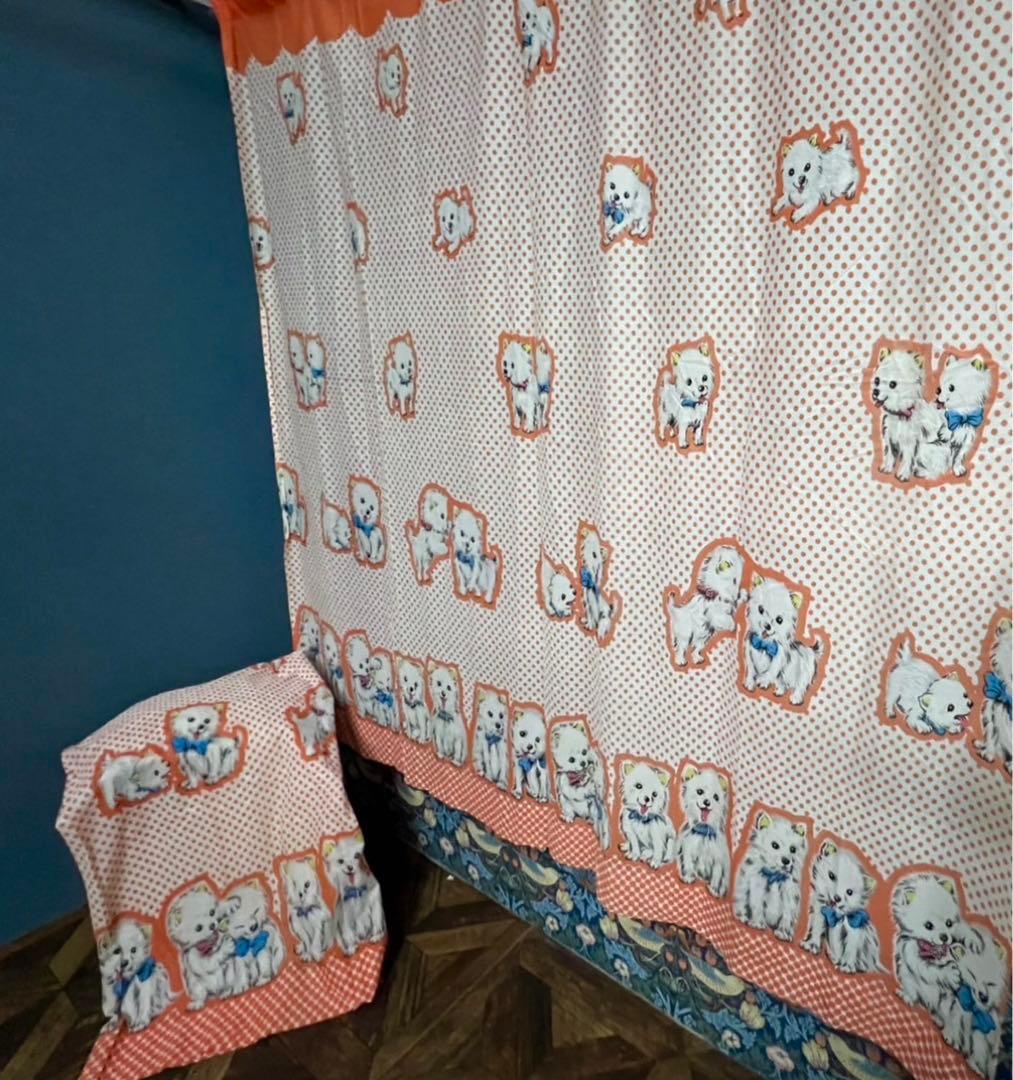 カーテン 2枚セット 昭和レトロ 当時物 インテリア 犬 レトロポップ