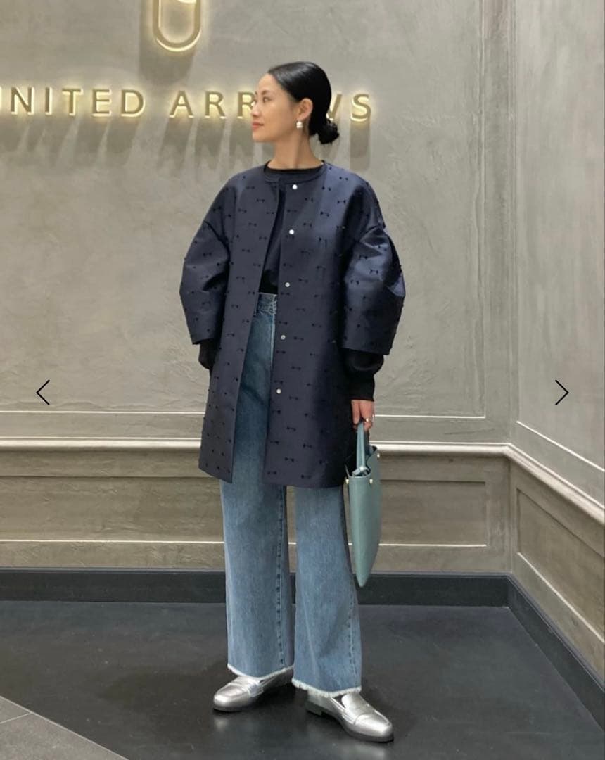 UNITED ARROWS リボンカットジャガードコート