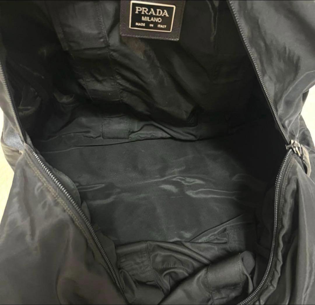大容量 PRADA ボストンバッグ ブラック 三角ロゴ ナイロン　南京錠