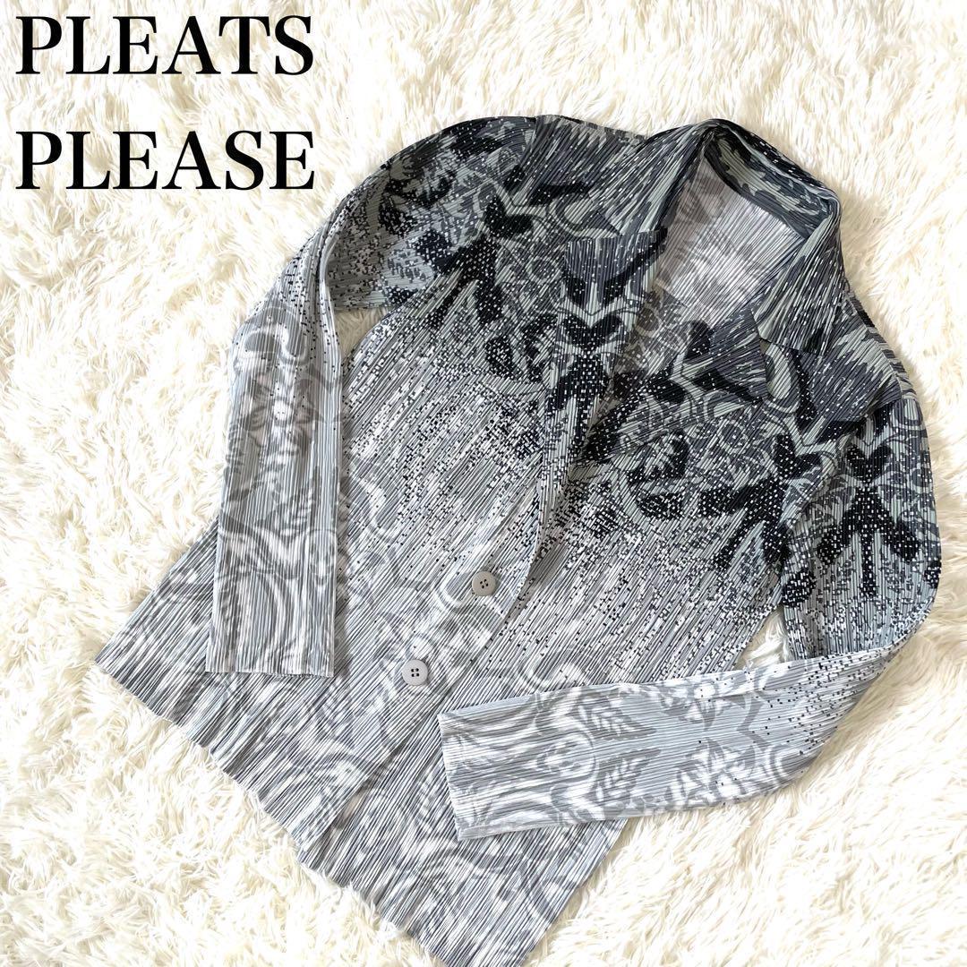 プリーツプリーズ　花柄　ジャケット　カーディガン PLEATS PLEASE