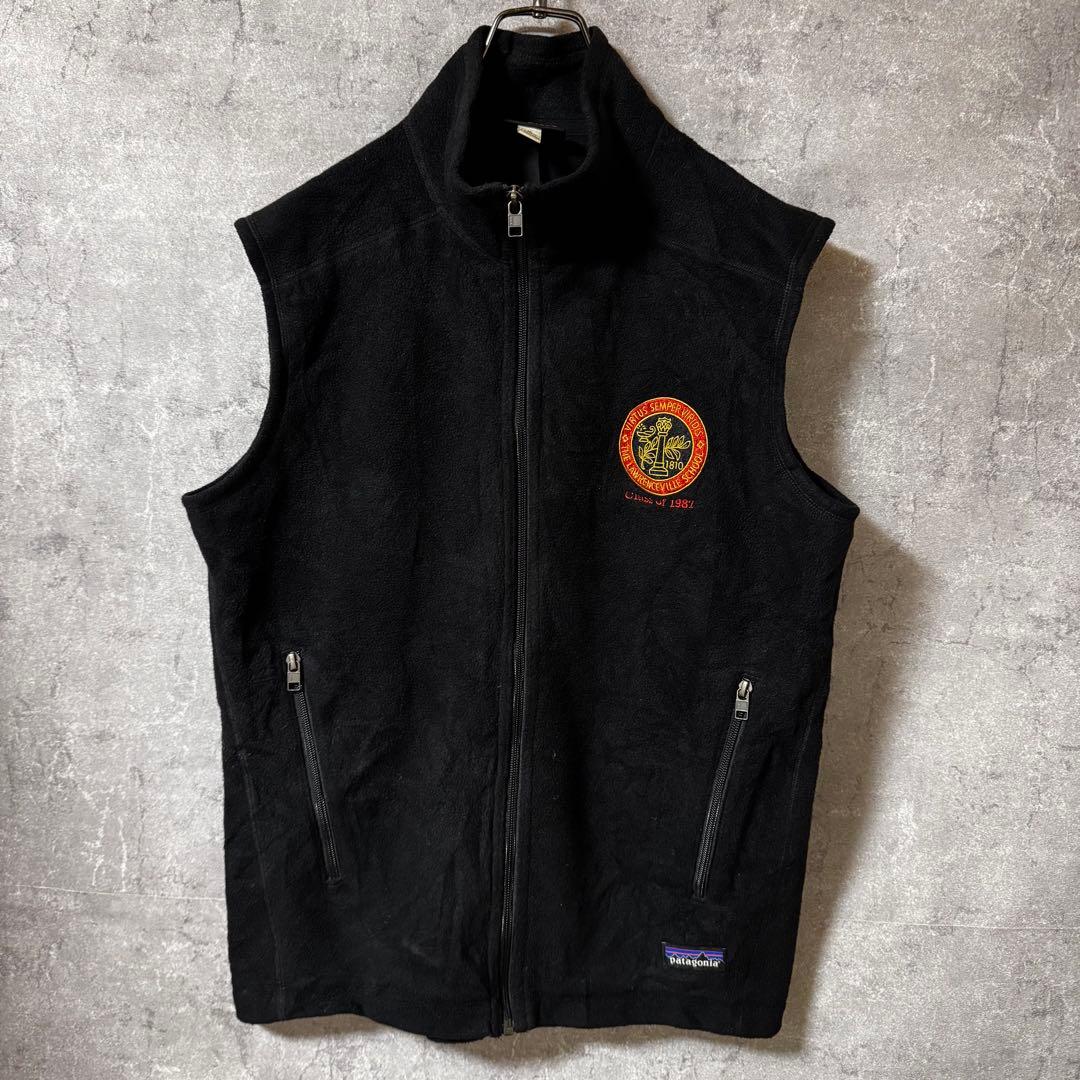 パタゴニア patagonia ベスト　フリース　シンチラ　企業刺繍　黒