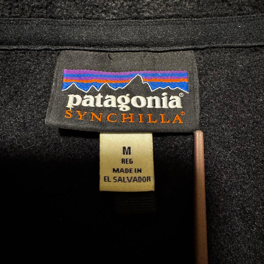 パタゴニア patagonia ベスト　フリース　シンチラ　企業刺繍　黒