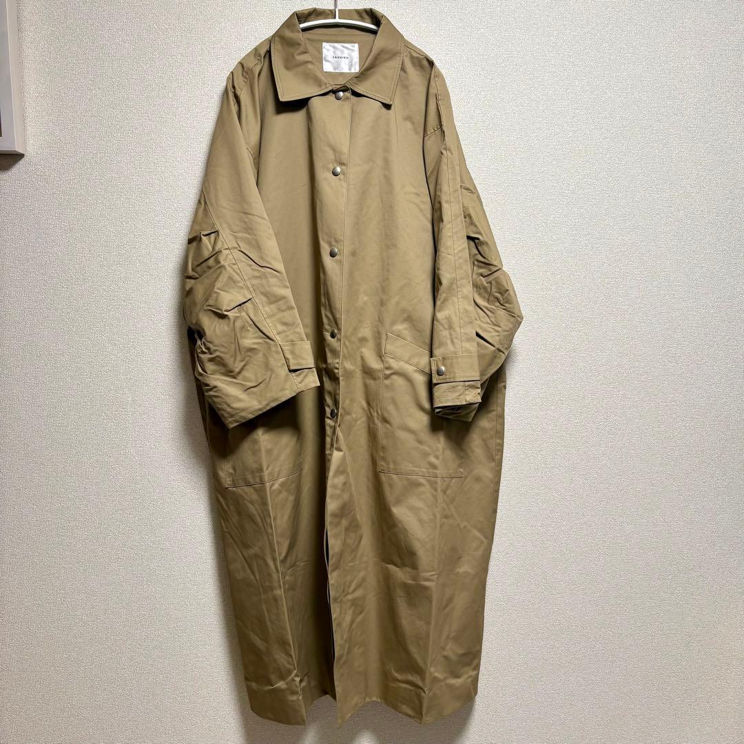 ベージュ ロングコート ベルト付き　fashiru トレンチコート