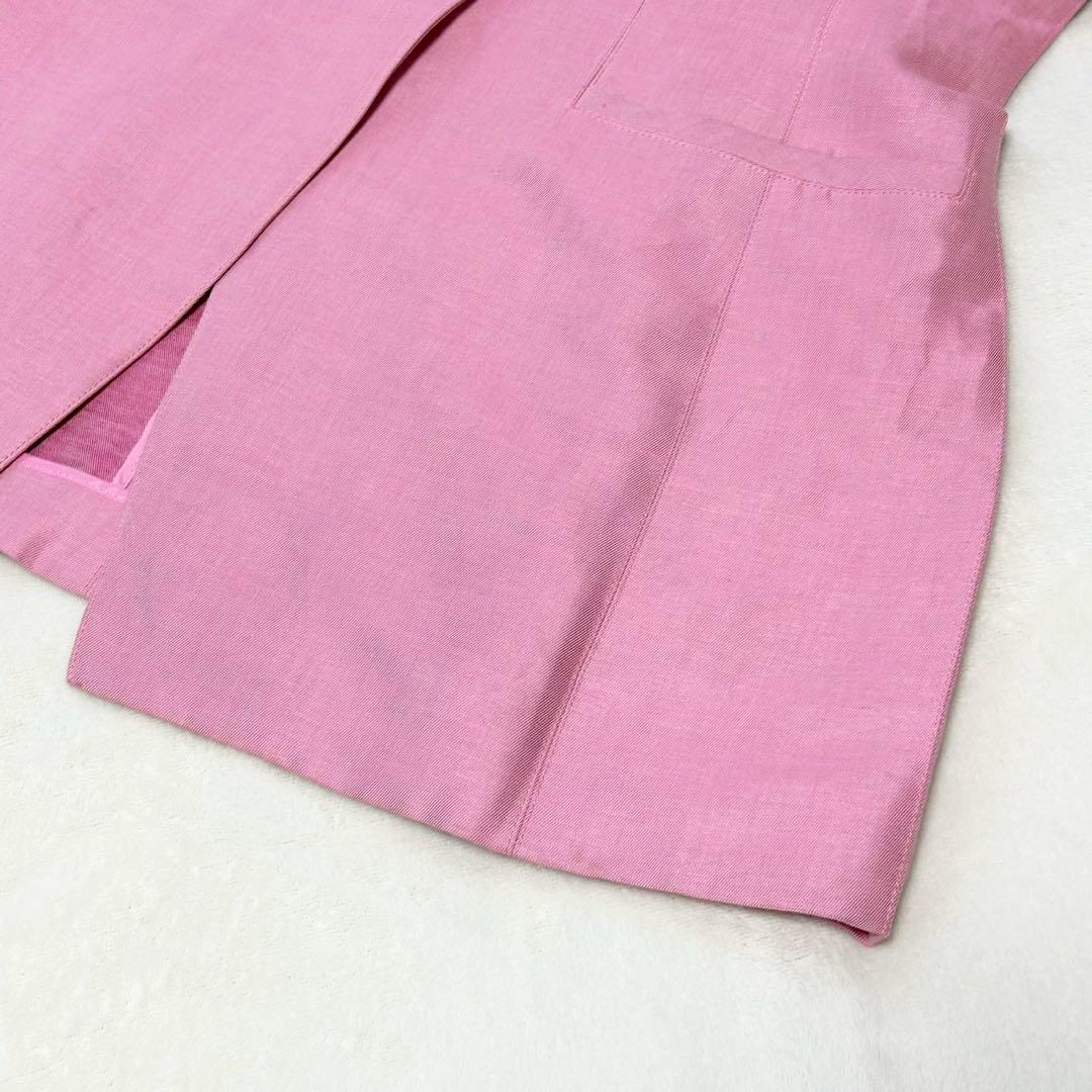 ★美品★ディオール　半袖ジャケット　11 シルク　リネン　ピンク　ボタン