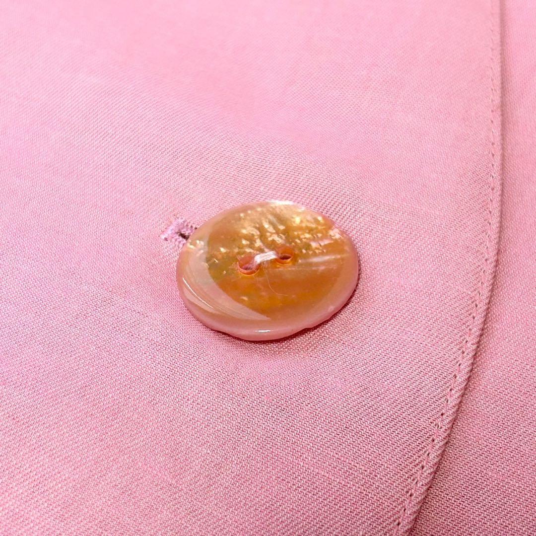 ★美品★ディオール　半袖ジャケット　11 シルク　リネン　ピンク　ボタン