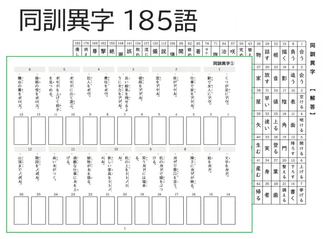 NEW☆カット済【中学受験】国語 知識編 暗記カード/練習帳・演習問題 7点 j