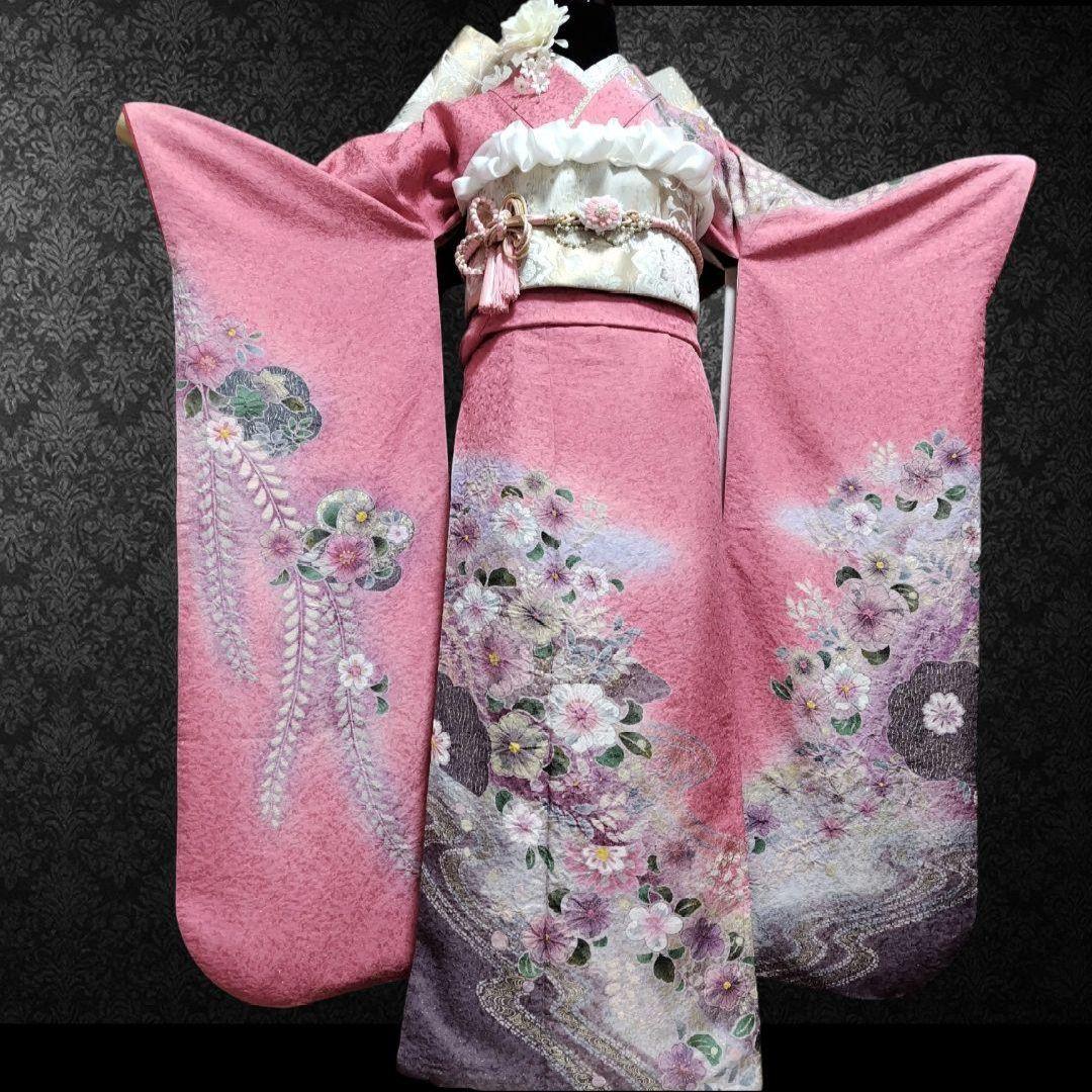 SALE中☆振袖フルセット(7点)成人式・辻ヶ花・辻が花・花絞り・金通し・金彩