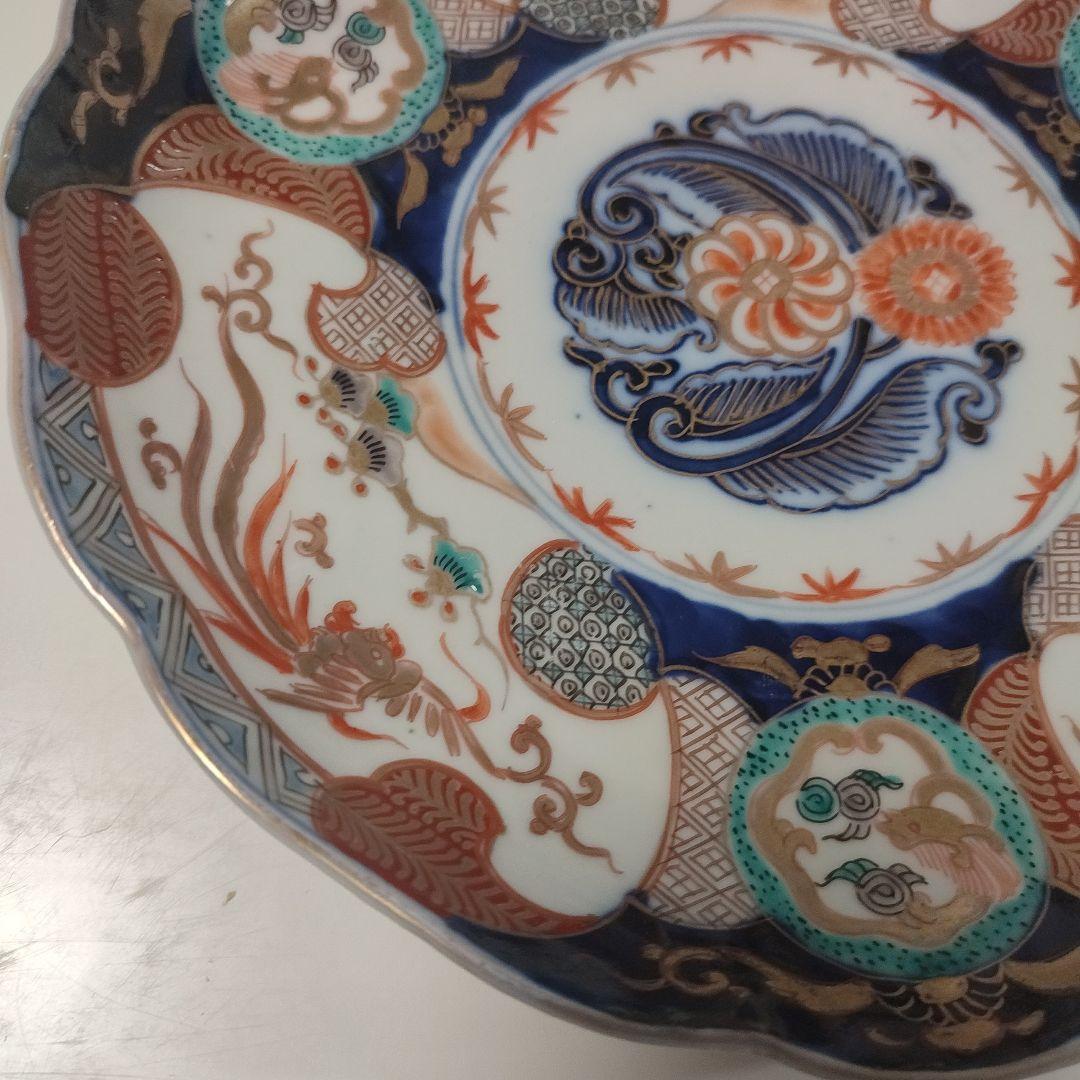 骨董 伊万里 色絵 龍鳳凰文皿 24cm×2枚　江戸後期