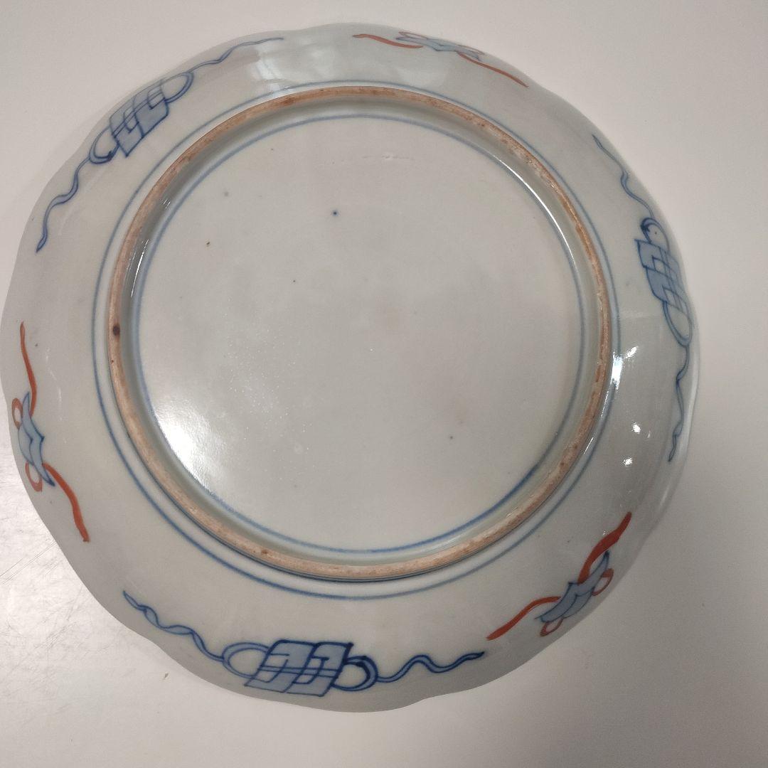 骨董 伊万里 色絵 龍鳳凰文皿 24cm×2枚　江戸後期
