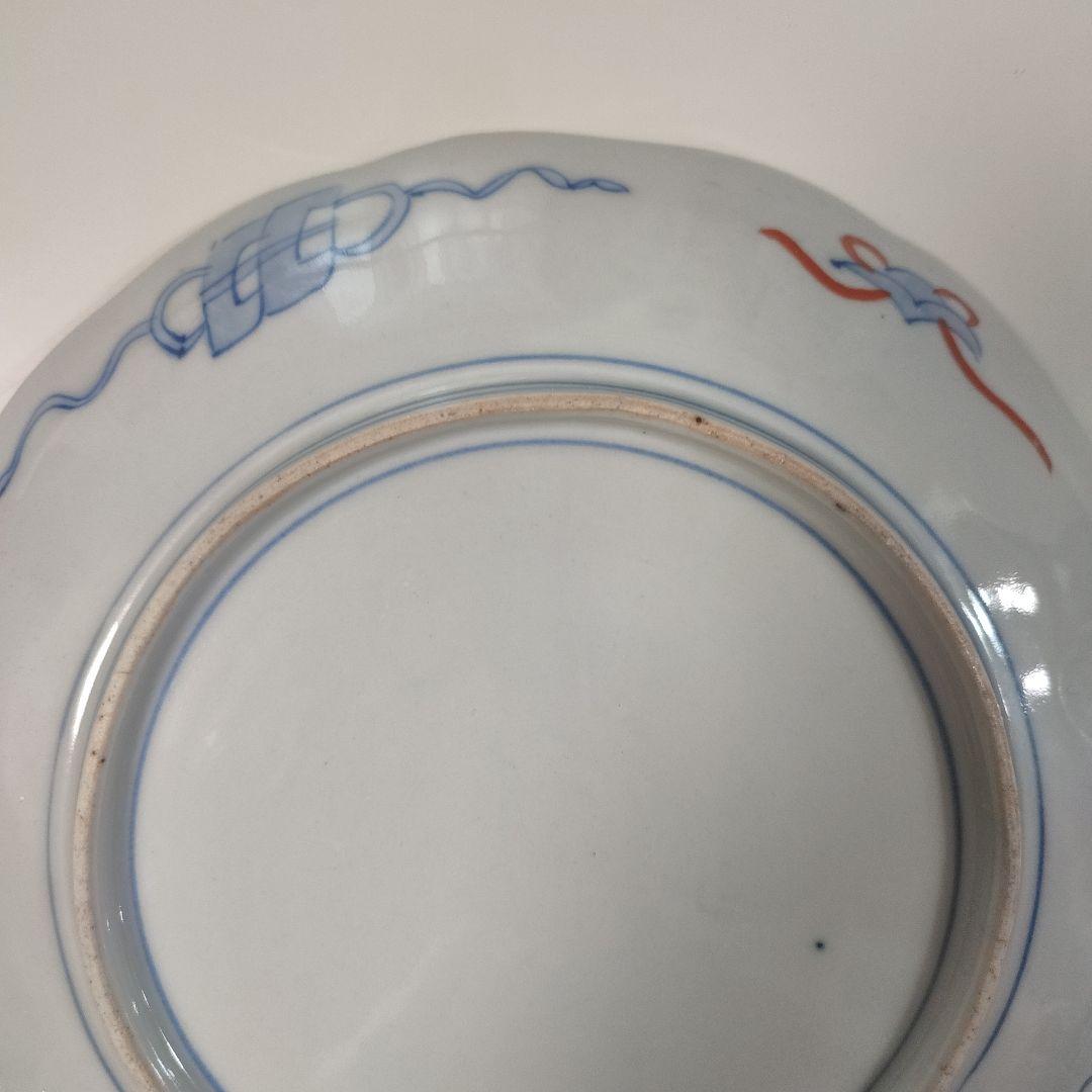 骨董 伊万里 色絵 龍鳳凰文皿 24cm×2枚　江戸後期