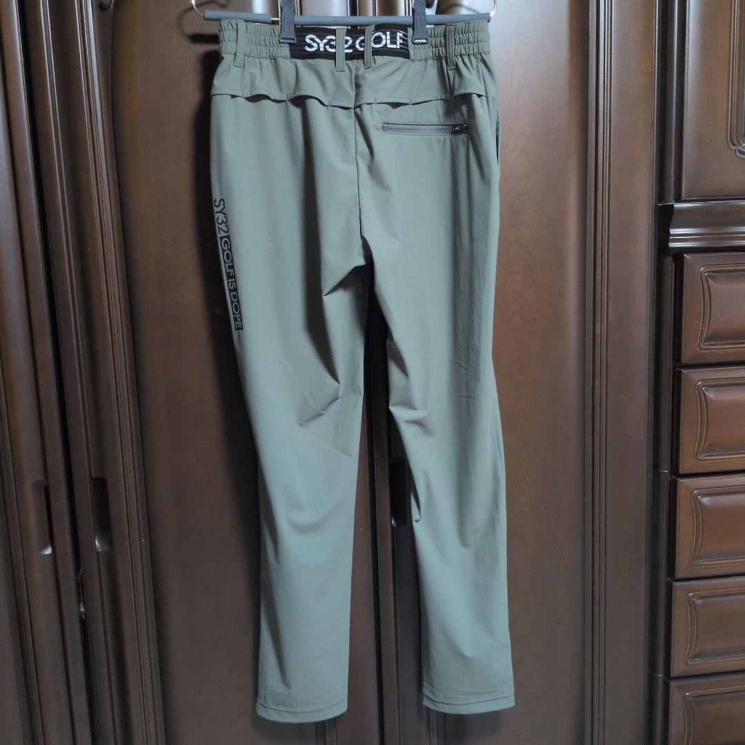 SY32:メンズ:Lサイズ:ストレッチ ロングパンツ:オリーブ色