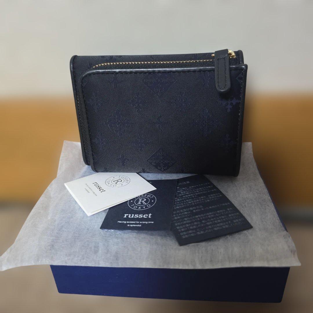 新品　ラシット ネイビー 三つ折り財布