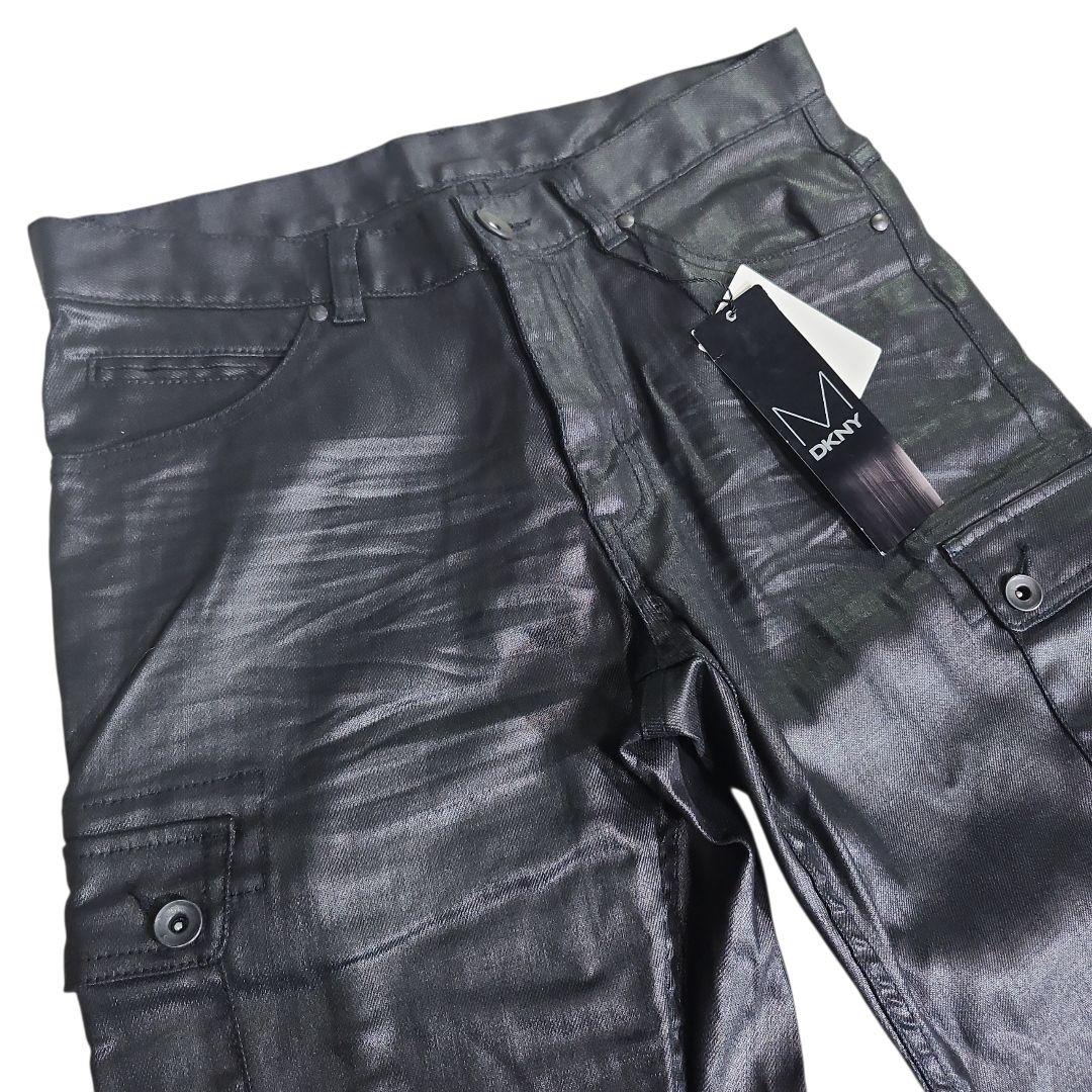 DKNY コーティングパンツ 黒 カーゴパンツ・ウォッシャブル 69049