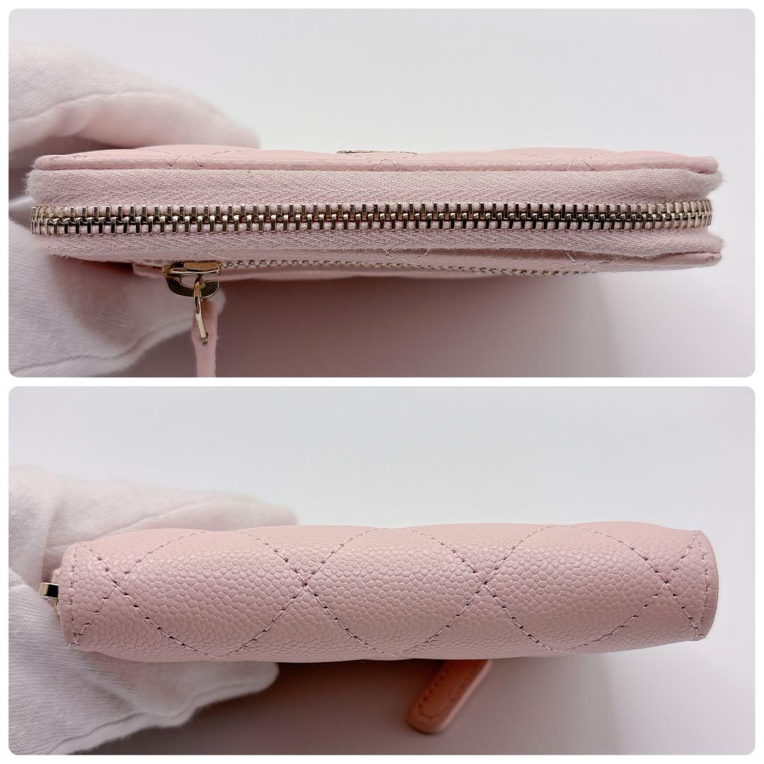 CHANEL シャネル 財布 スモールジップウォレット キャビアスキン ピンク