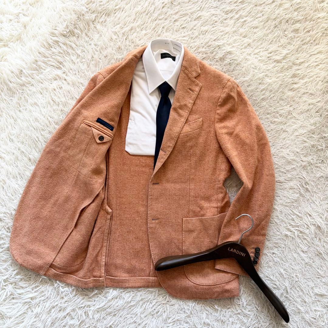 <美品>LARDINI オレンジ ウール ジャケット サイズ46