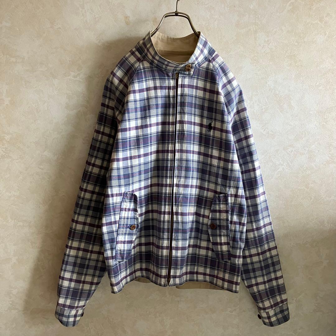 90's ラルフローレン リバーシブル ハリントンJKT ベージュ L
