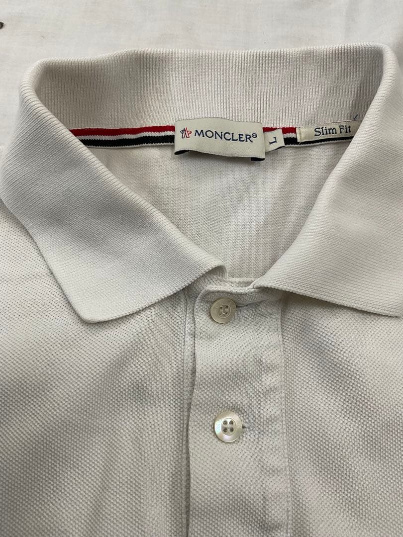 e12 MONCLER ホワイト ポロシャツ 半袖 L レディース　ビッグロゴ
