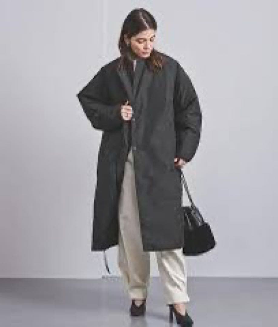 HYKE ハイク　NYLON OXFORD COAT ノーカラーコート
