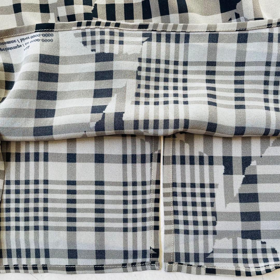 希少✨Rokhロク♡シルクスカート　ロゴ入りチェック パッチワークプリント