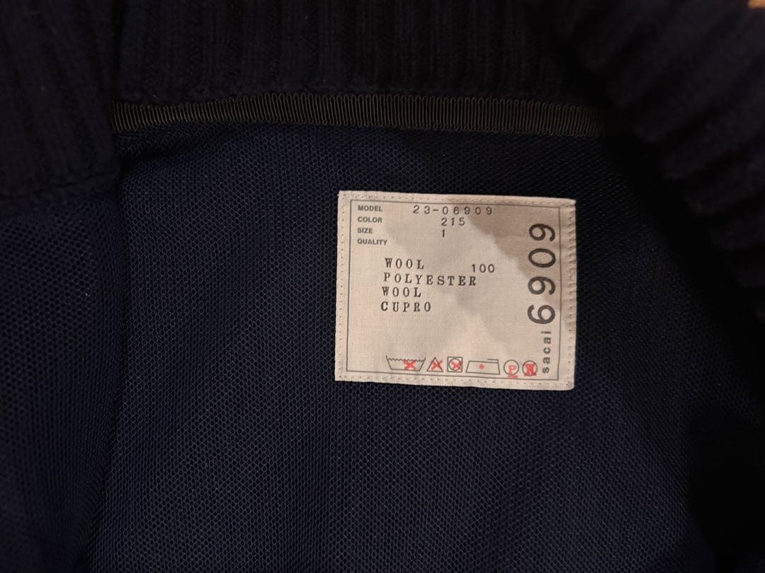 Sacai サカイニットドッキング ハイネック ジップアップ コート トレンチ春