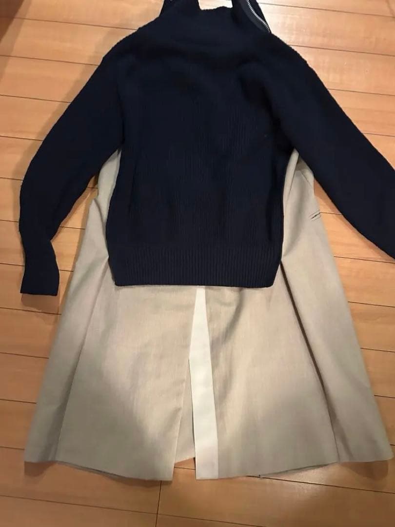 Sacai サカイニットドッキング ハイネック ジップアップ コート トレンチ春