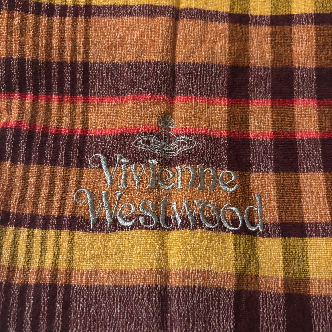 ヴィヴィアンウエストウッド チェック ストール マフラー オーブ刺繍 薄手