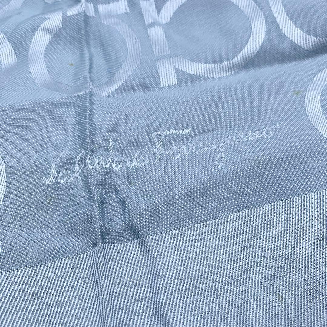 Salvatore Ferragamo 水色 ブルー系 ロゴ マフラー ストール