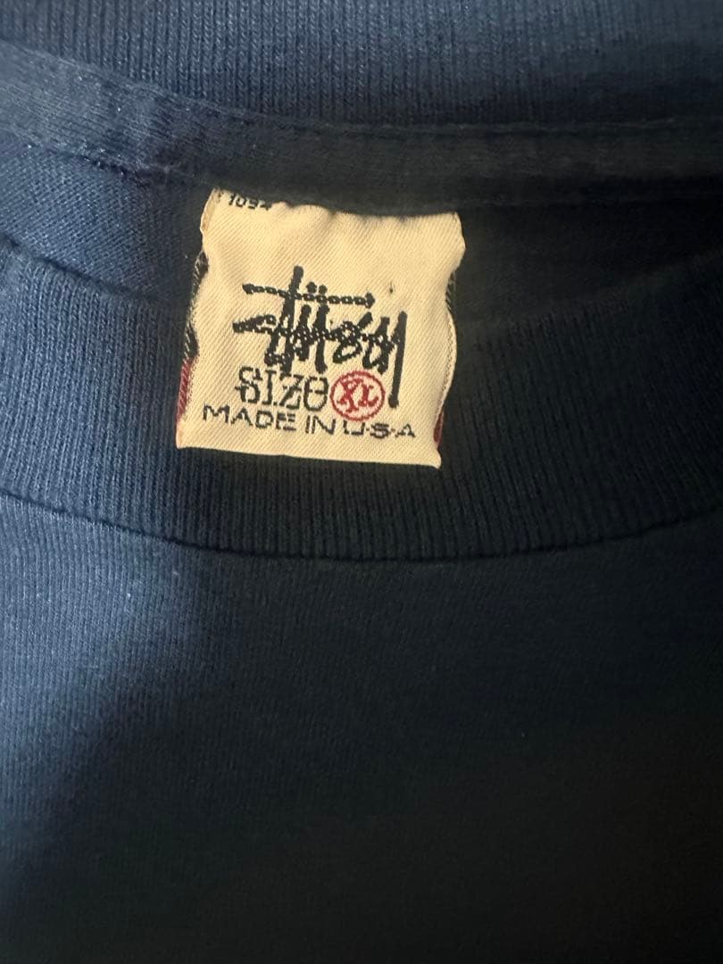 プ*ン様 ほぼデッド 90s ステューシー Tシャツ XL 紺 USA製 白タグ