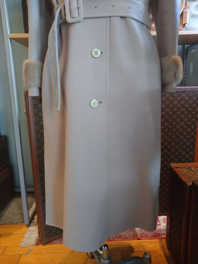 美品 フェンディ ミンクファー付コート36