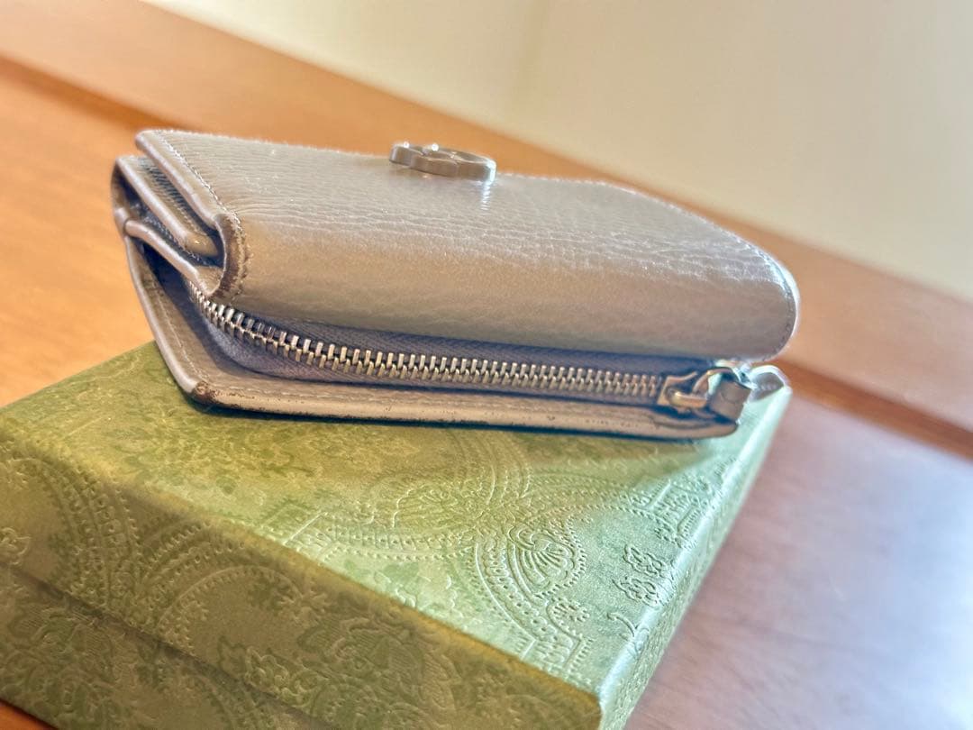 GUCCI マーモント　三つ折り財布　グレー