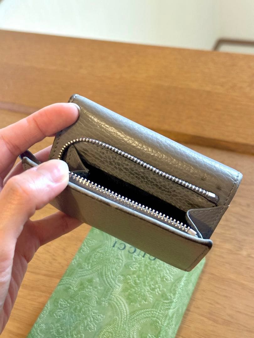 GUCCI マーモント　三つ折り財布　グレー