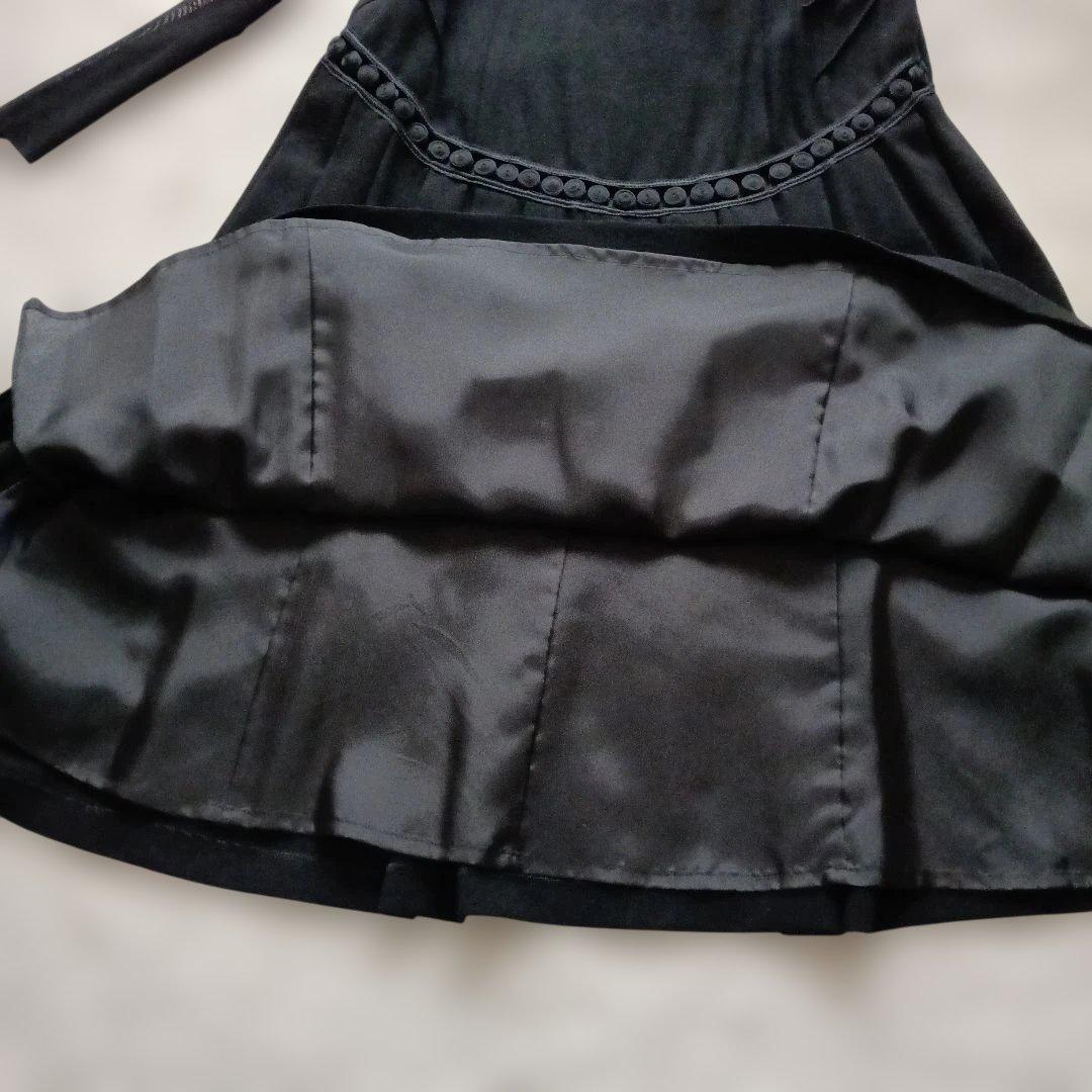 【ヒロココシノ】黒の長袖プリーツワンピースストレッチ素材