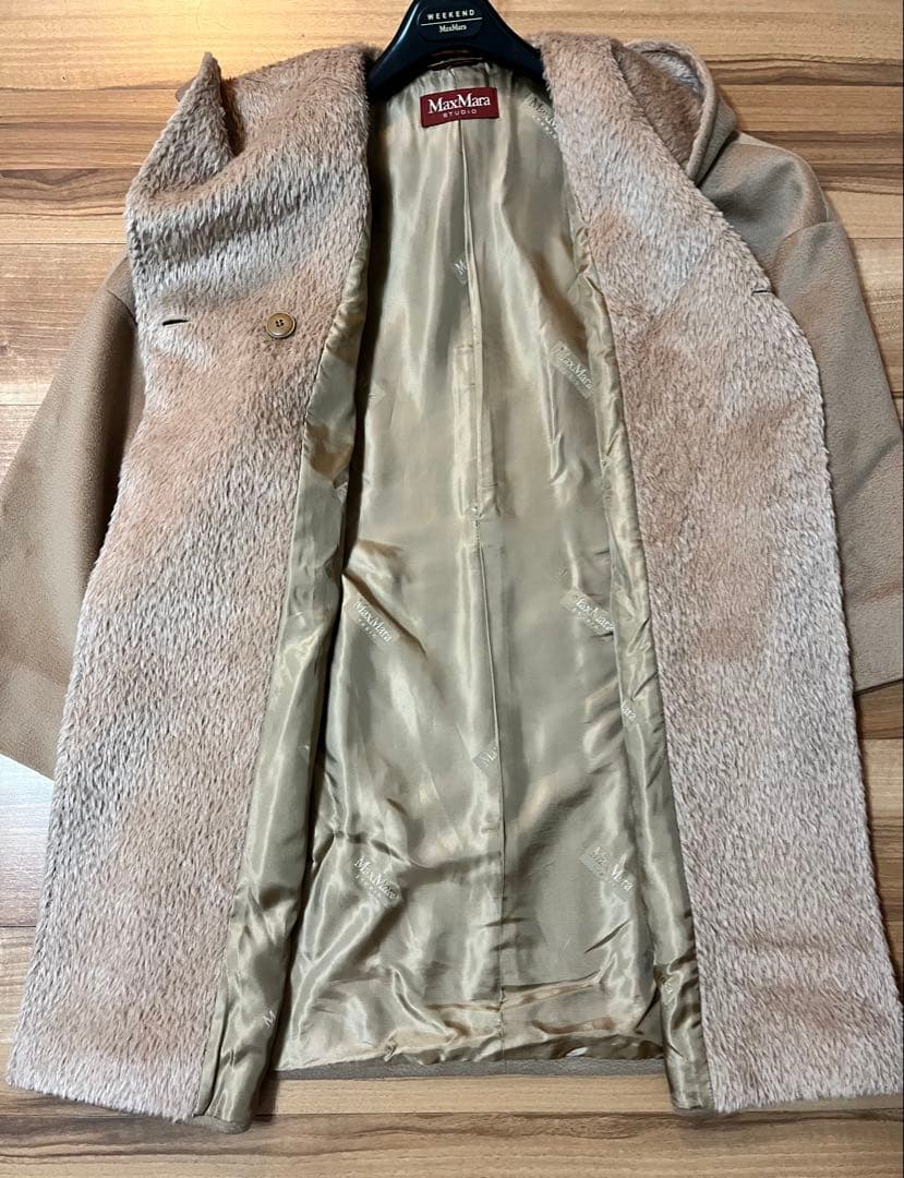 n*o様 Max Mara studioフード付きベージュロングコート40 Lサ