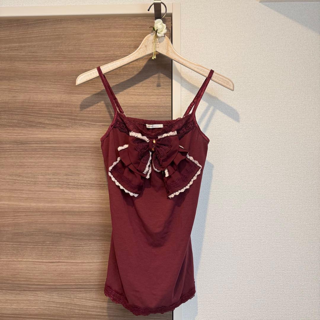 【希少】00s 美品 axes femme ビッグ リボン キャミソール 赤 M