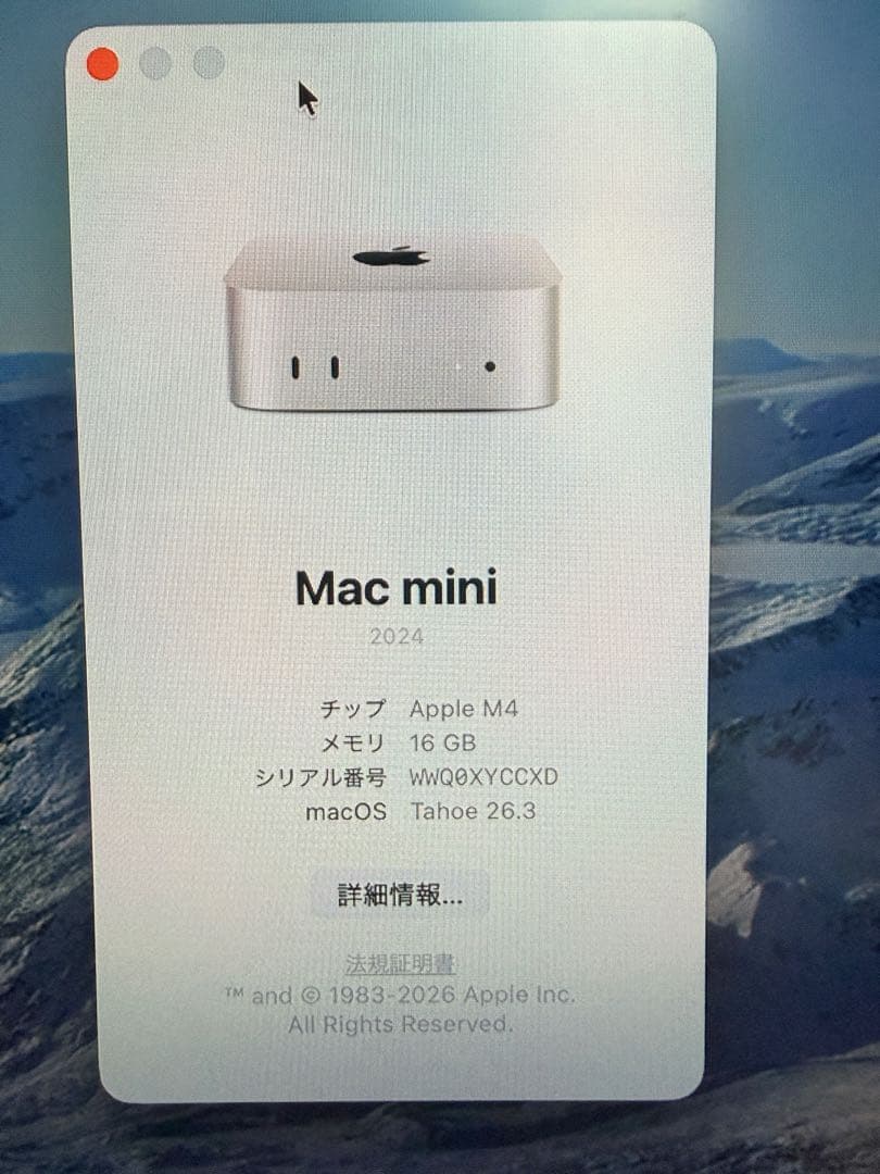 美品Mac mini 16gb 256gb