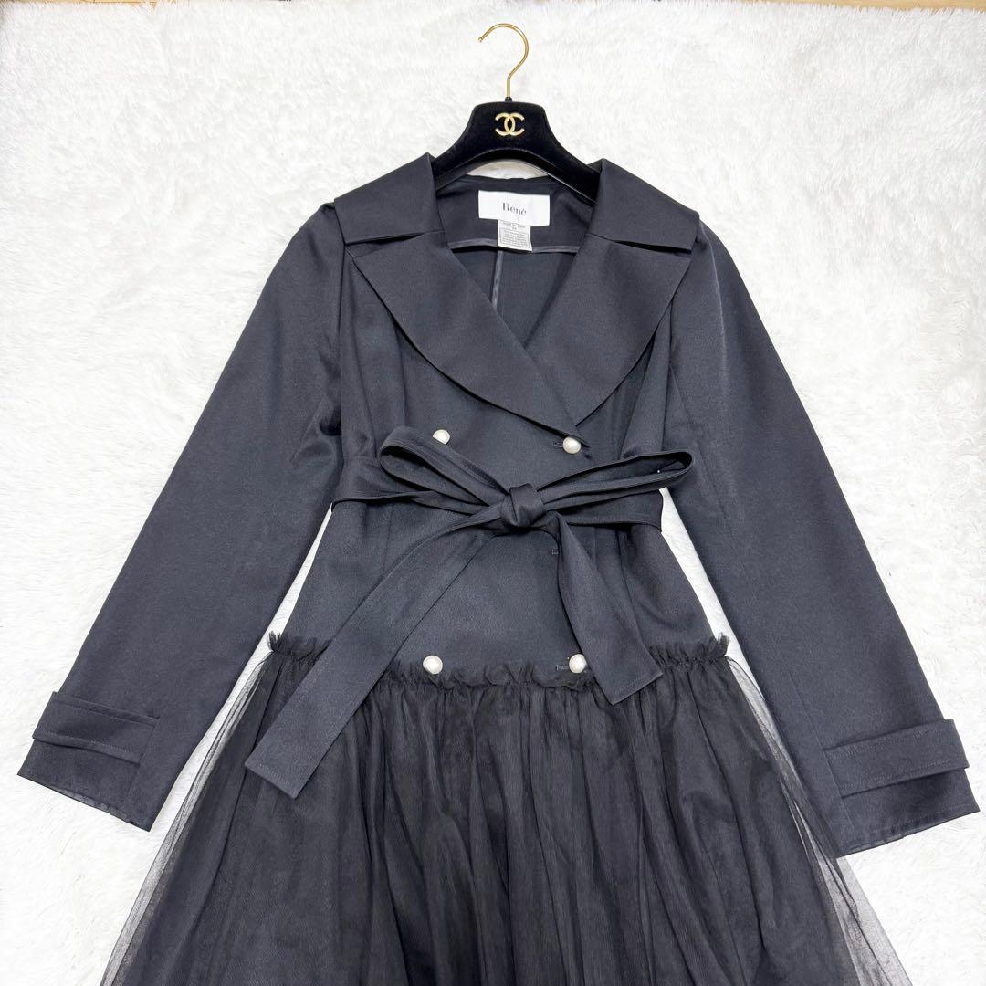 【美品✨】ルネ　コート　アウター　パール　チュール　フリル　38 2021年