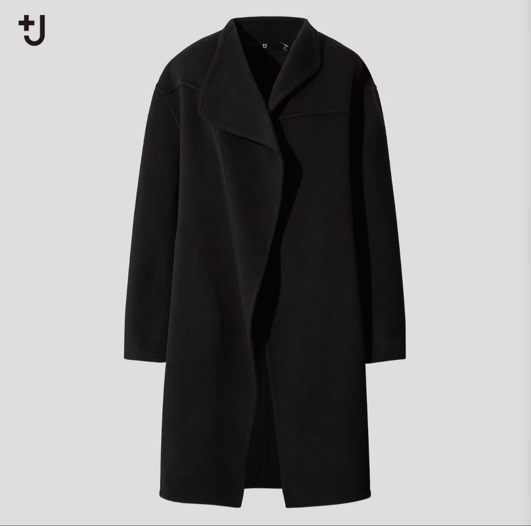 【最終値下】UNIQLO プラスj カシミヤブレンドノーカラーコートブラックXS