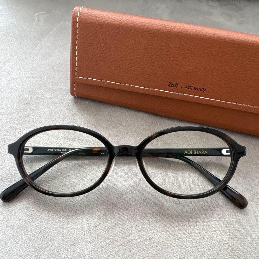Zoff 伊原葵 ZN251G13-49A1 ブラウン デミ柄 オーバル