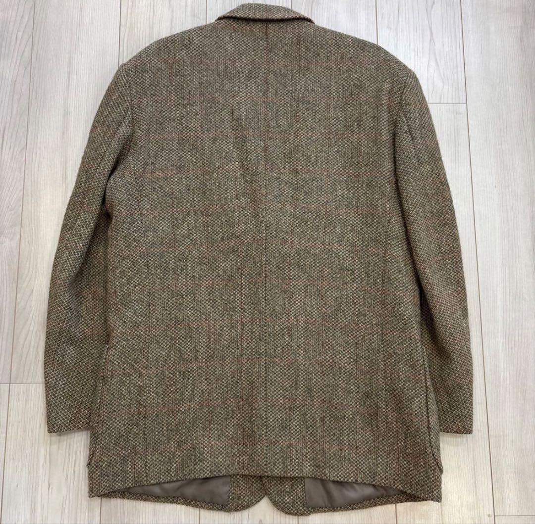 【極美品】ハリスツイード　テーラードジャケット　ブラウン　チェック　くるみボタン