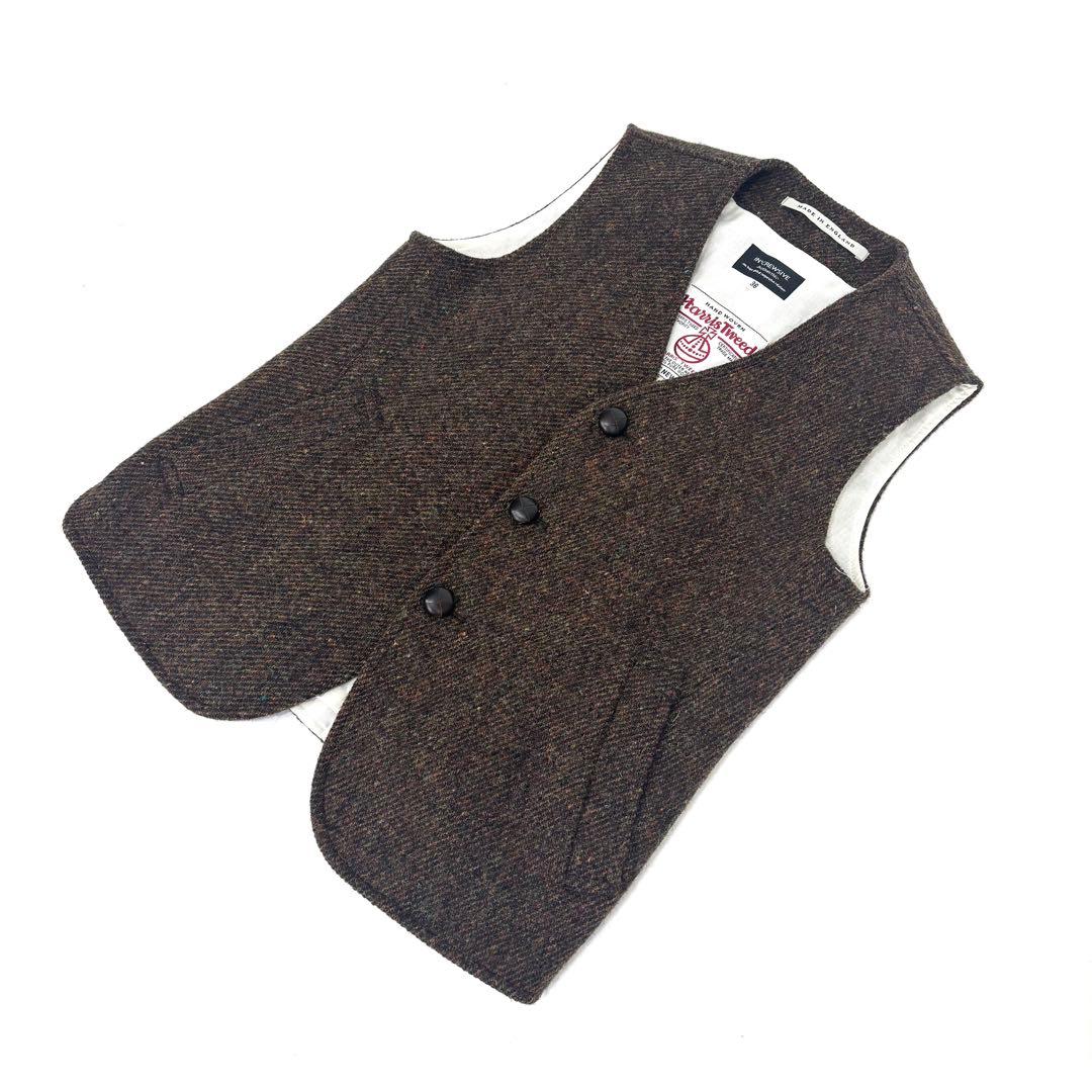 英国製 インクルーシブ × Harris Tweed ベスト ブラウン 36
