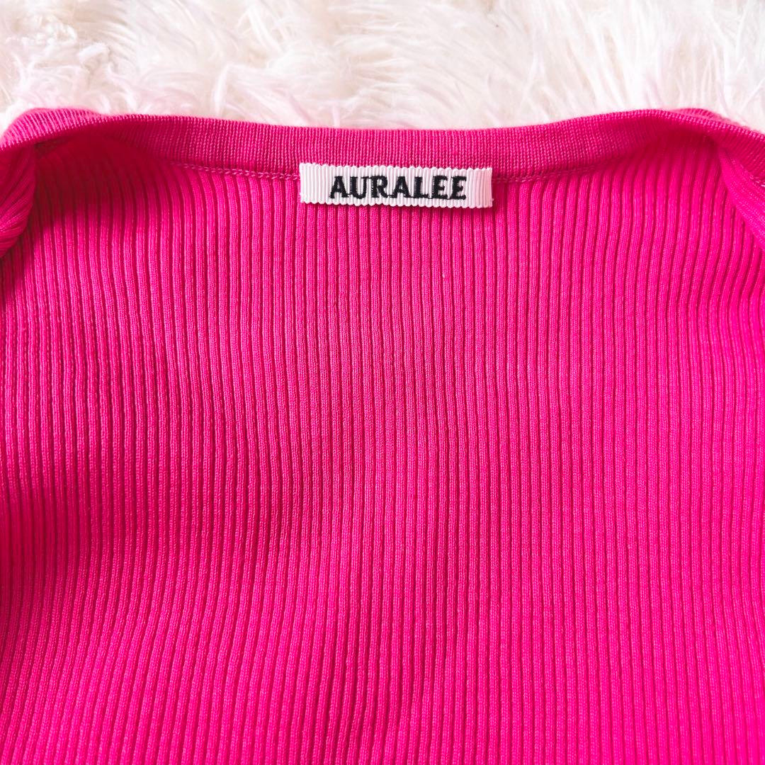 美品 AURALEE オーラリー カーディガン リブ ニット ピンク 通年