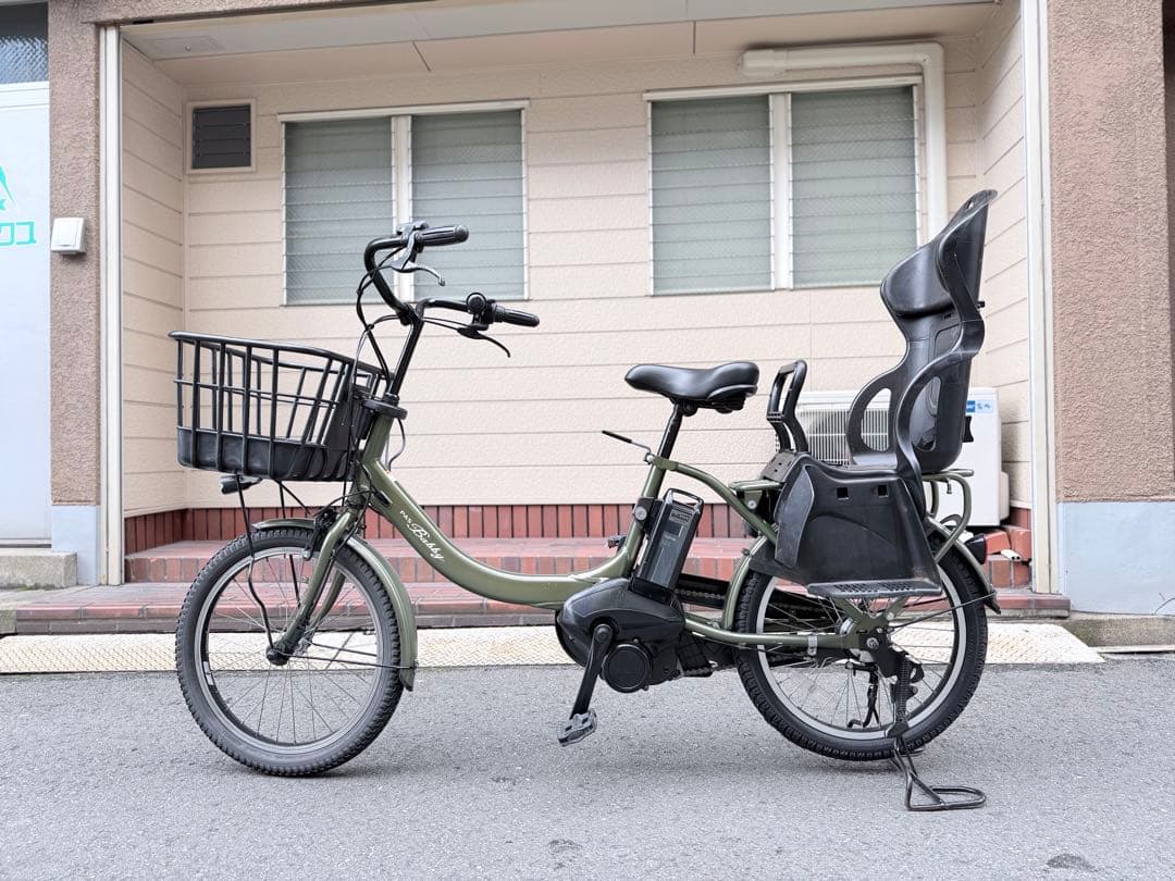 子供乗せ　ヤマハ　電動アシスト自転車 チャイルドシート付き オリーブグリーン