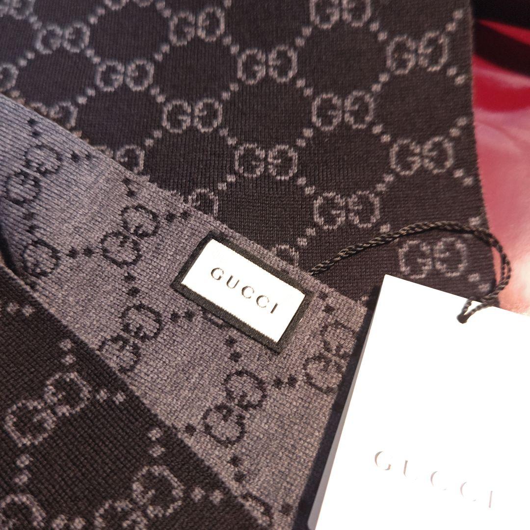 ❤極美品箱付き❤GUCCI マフラー ストール スカーフ❤黒グレー❤